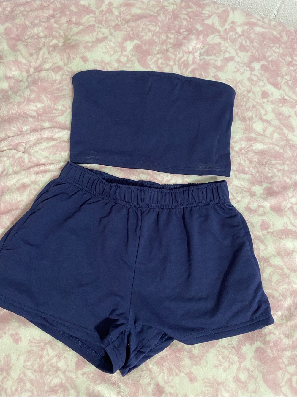 Navy Blue Tube Top & Short Set